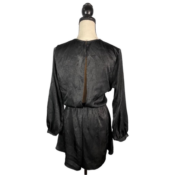 Zara NWOT Black satin romper long sleeves -looks like a dress - Picture 4 of 4